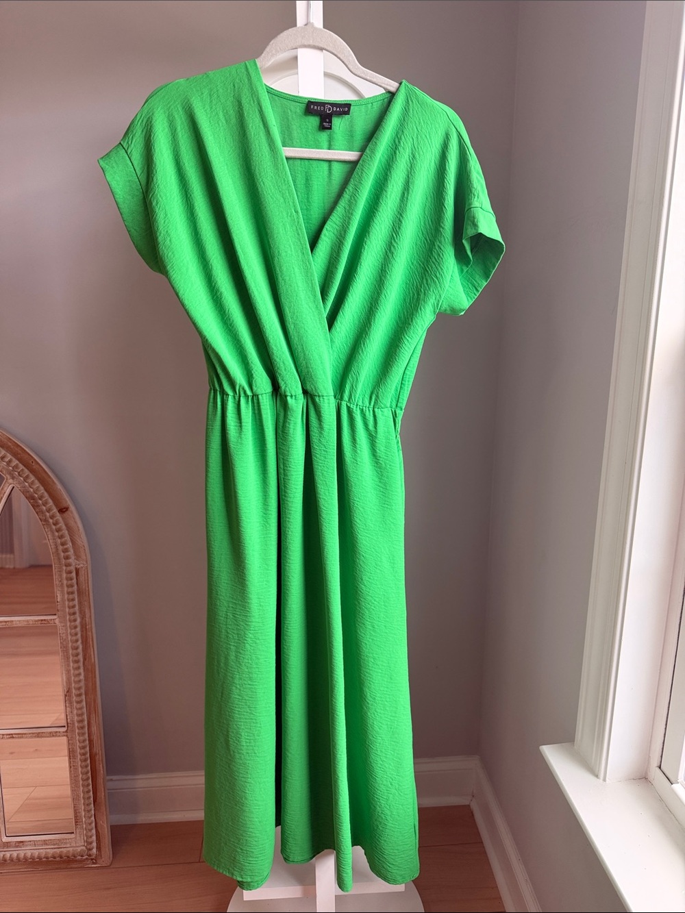Free People Bright Green Wrap-Style Midi Dress